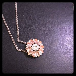 Vintage sterling silver and crystal daisy necklace